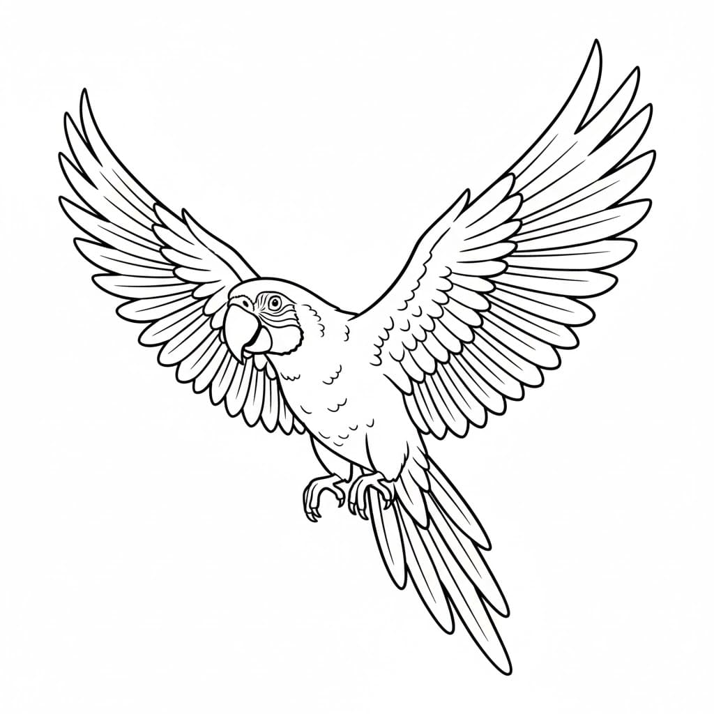 Papegøyen spredte vingene sine fargelegging