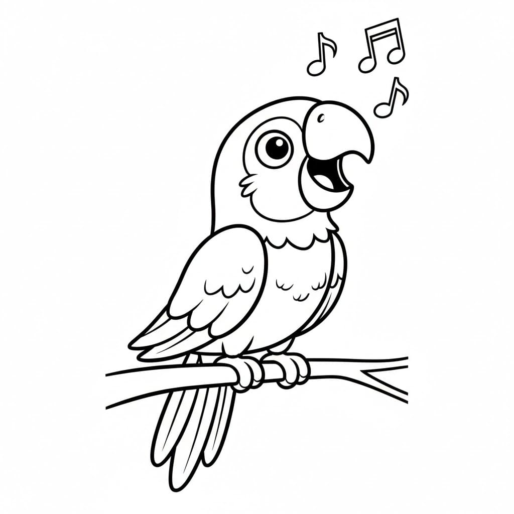 Papegøyen synger fargelegging