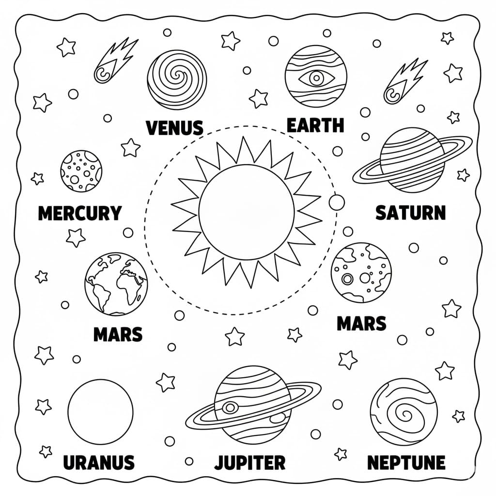 Planetene solsystemet fargelegging