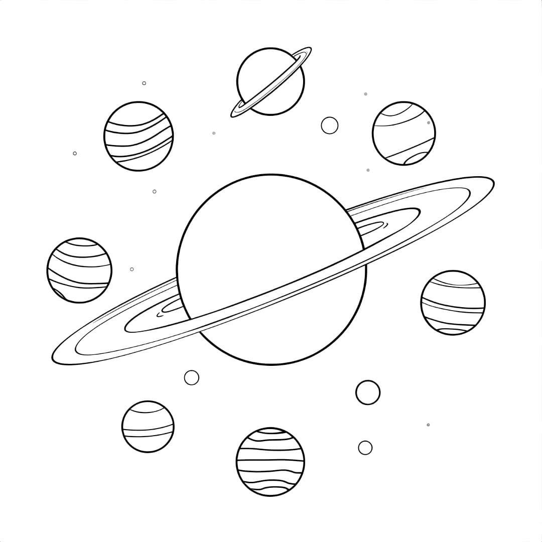 Planeter i solsystemet utskrift fargelegging
