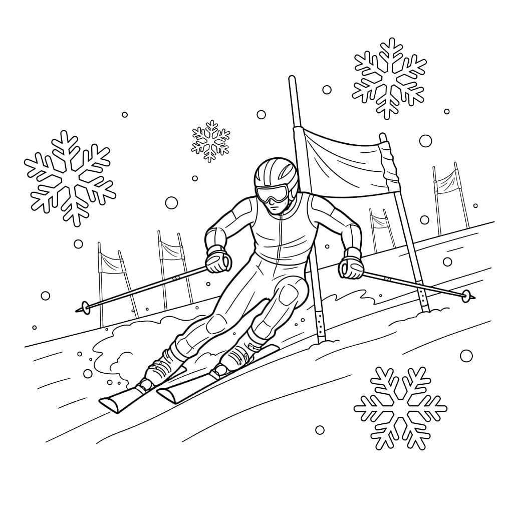 Skikjøring i et sportsrenn fargelegging