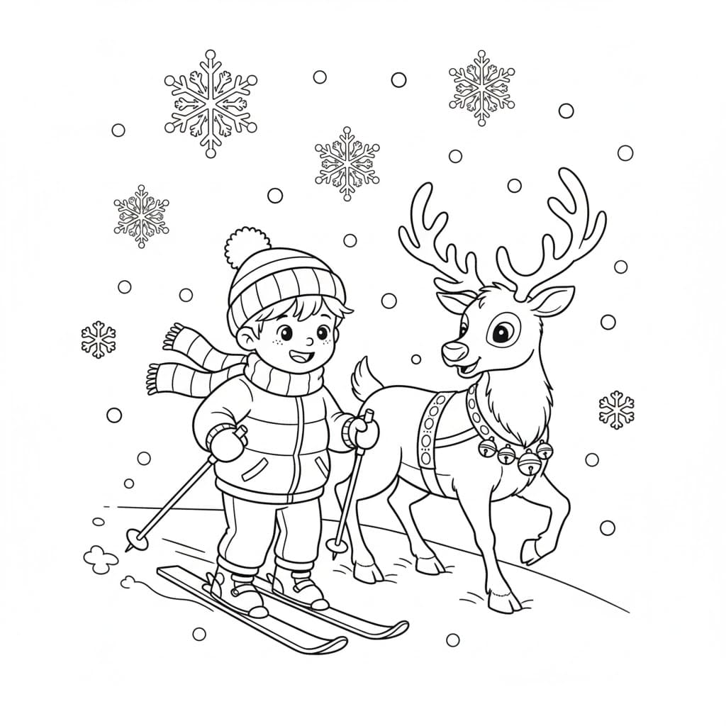 Skikjøring med reinsdyr fargelegging