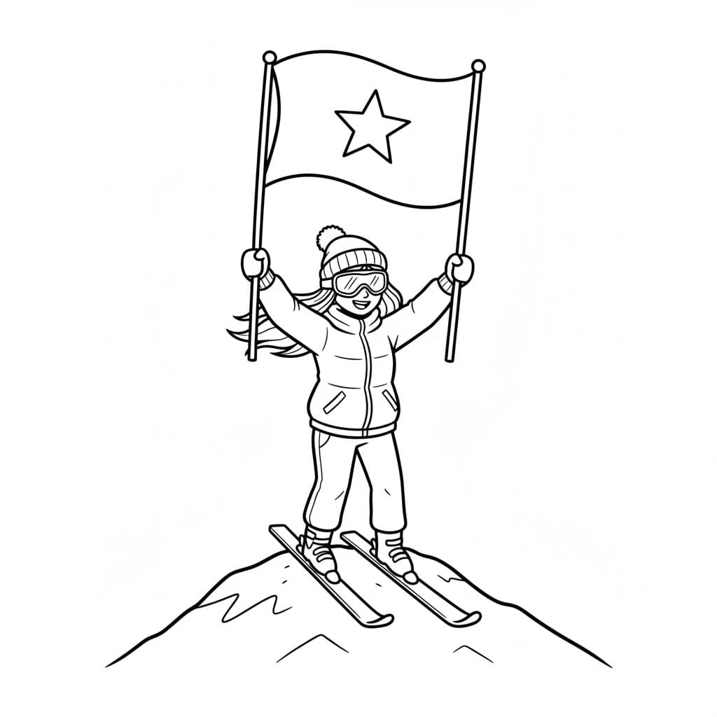 Skikjøring med seiersflagget fargelegging