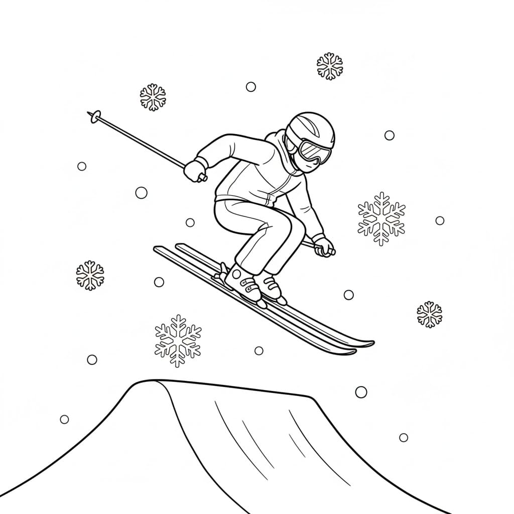 Skiløper utfører luftstunts fargelegging