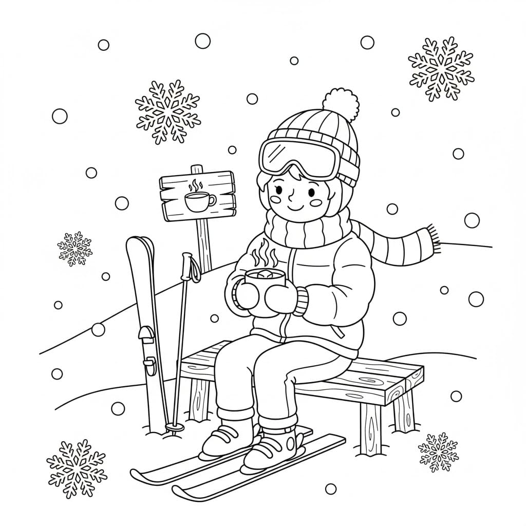 Skiløpere tar en pause fargelegging