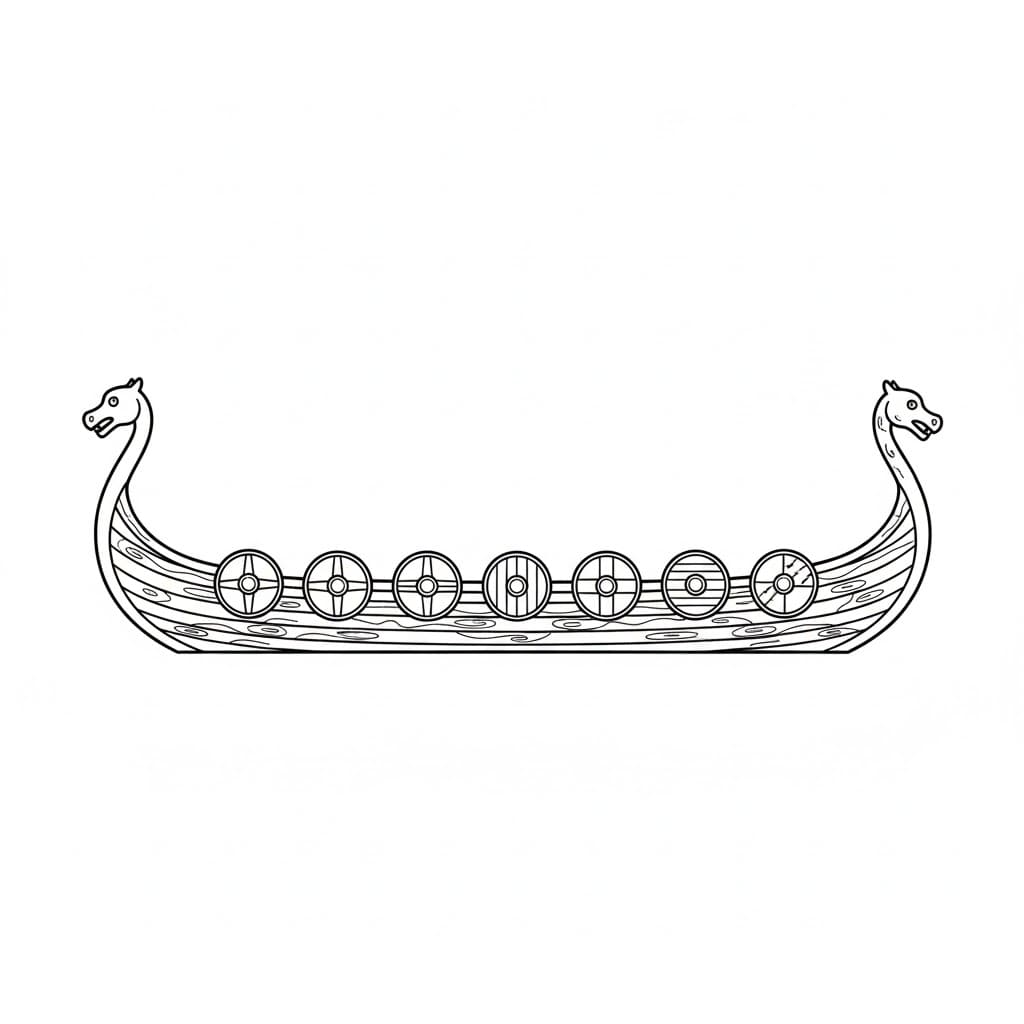 Skjold på vikingskipskrog fargelegging