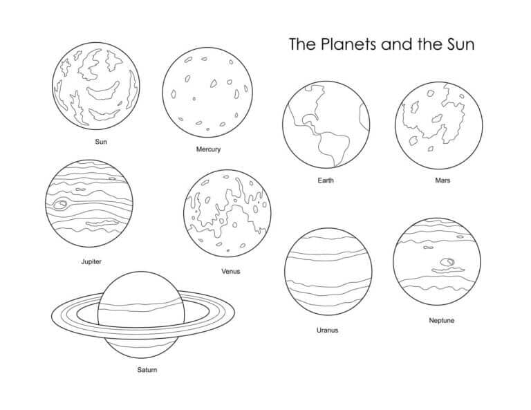 Solen og åtte fjerne planeter fargelegging