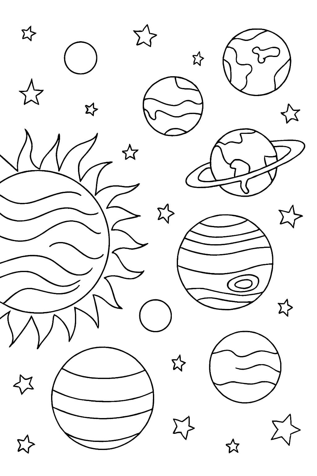 Solsystemet enkelt fargelegging