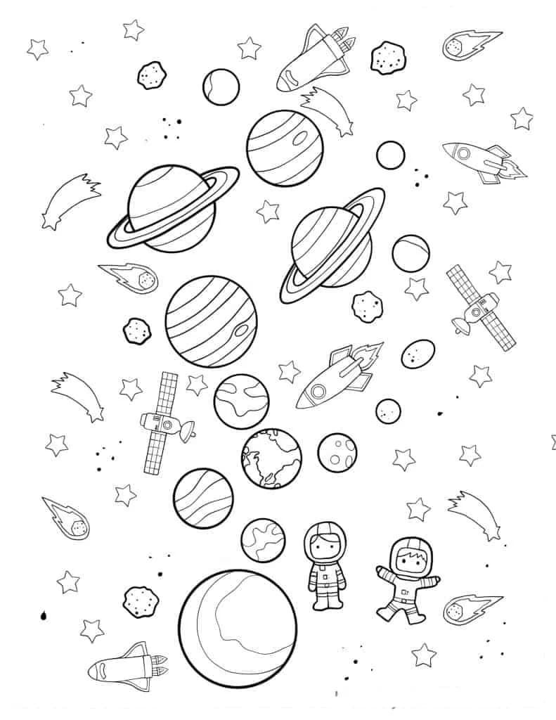 Solsystemet i verdensrommet fargelegging