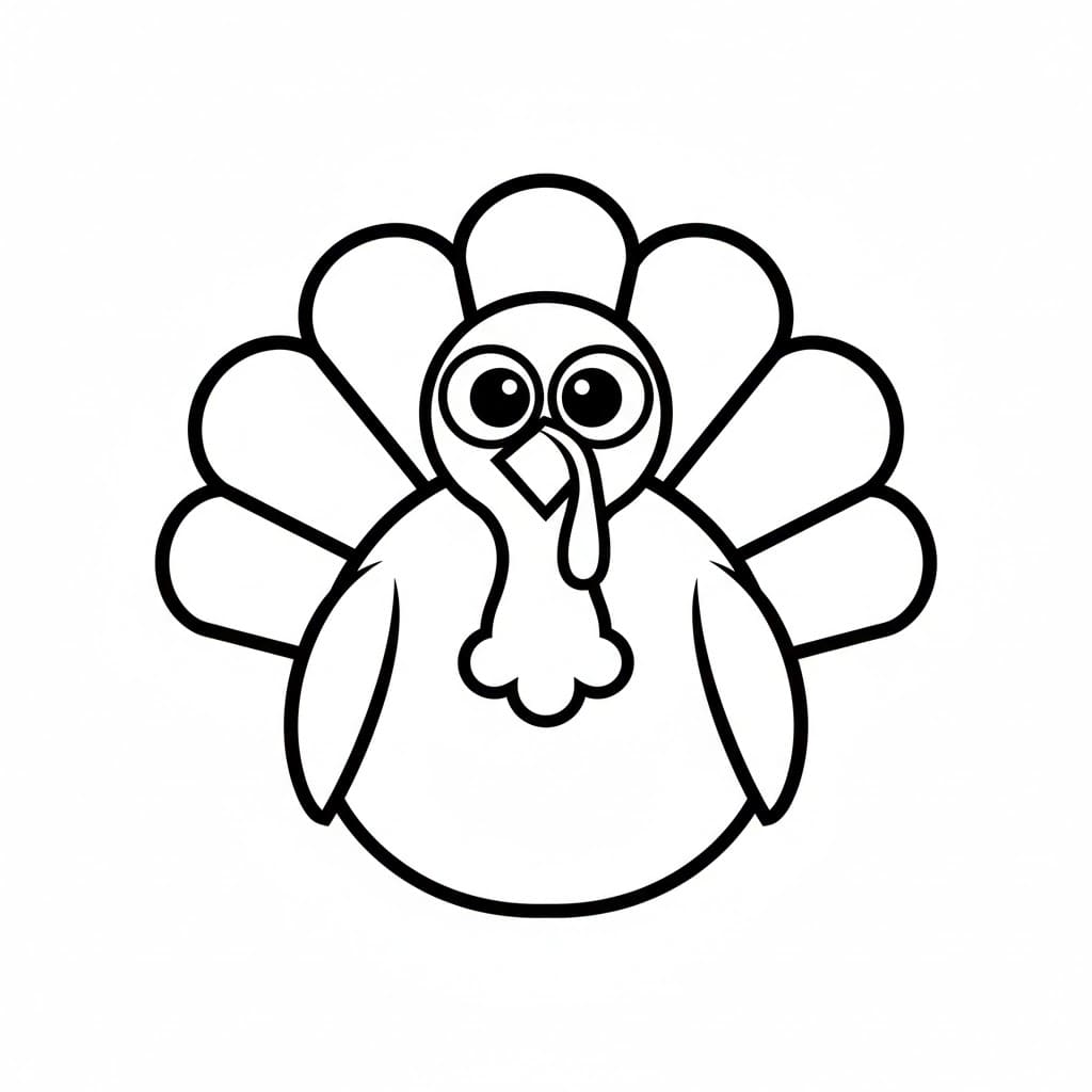 Tegneserie kalkun med store øyne fargelegging