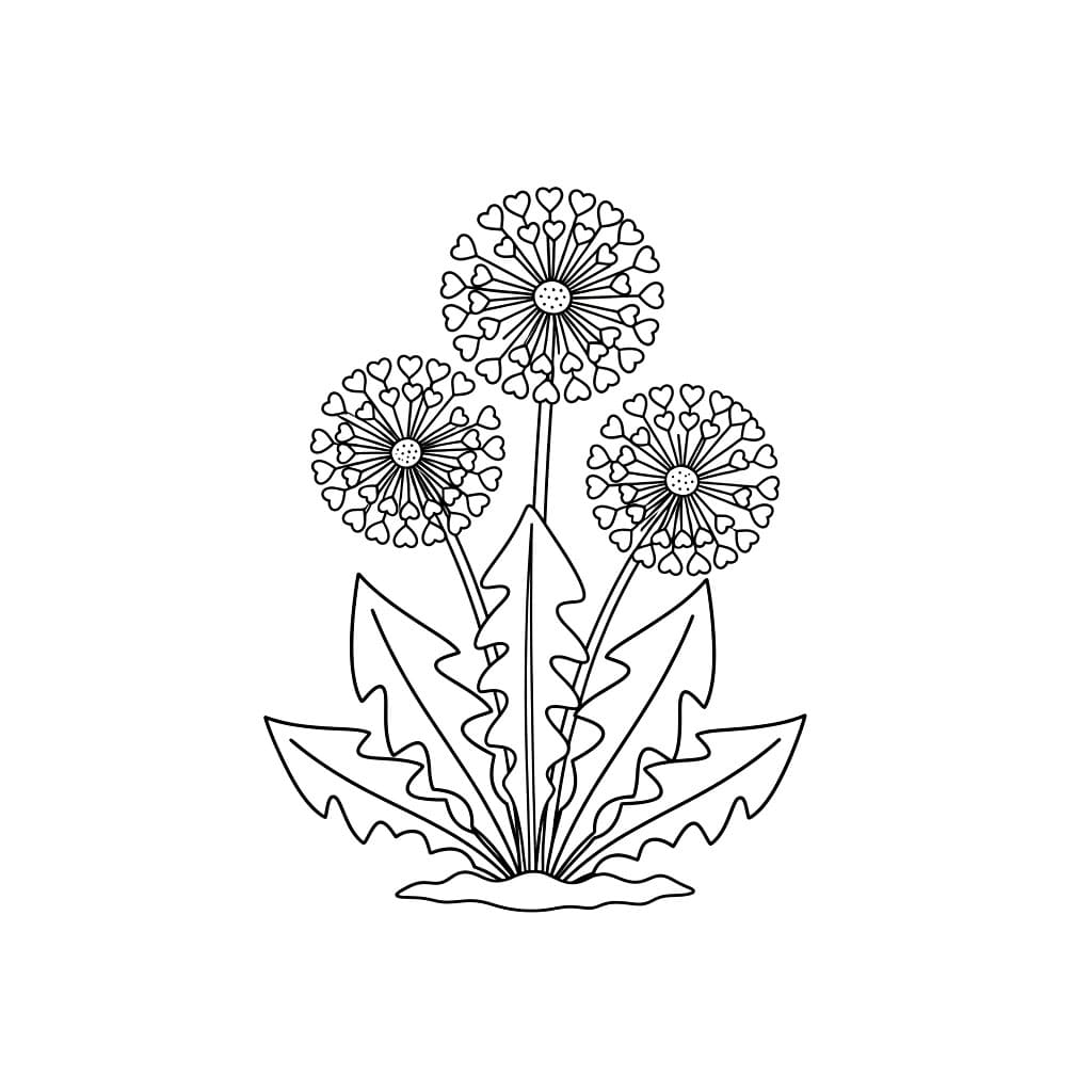 Tre løvetann fargelegging