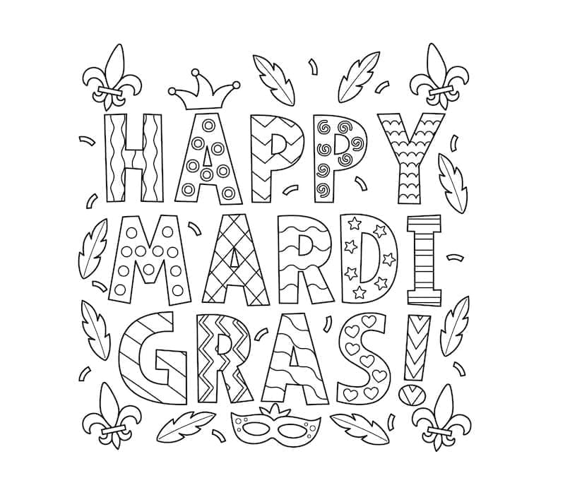 Utskrivbar glad Mardi Gras fargelegging