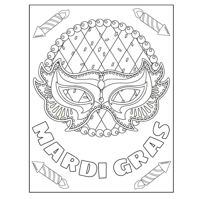 Utskrivbart Mardi Gras bilde fargelegging