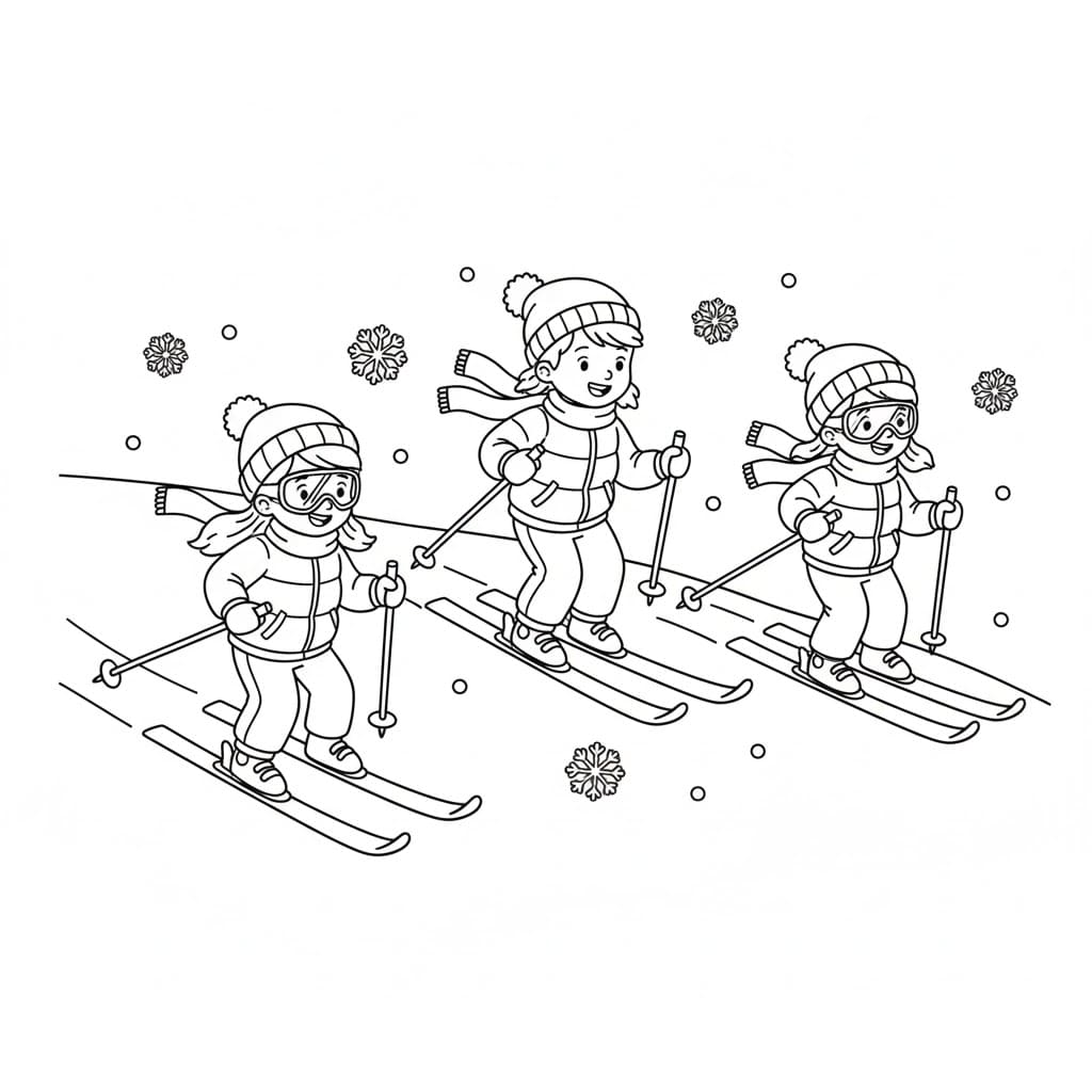 Vennegjeng på ski fargelegging