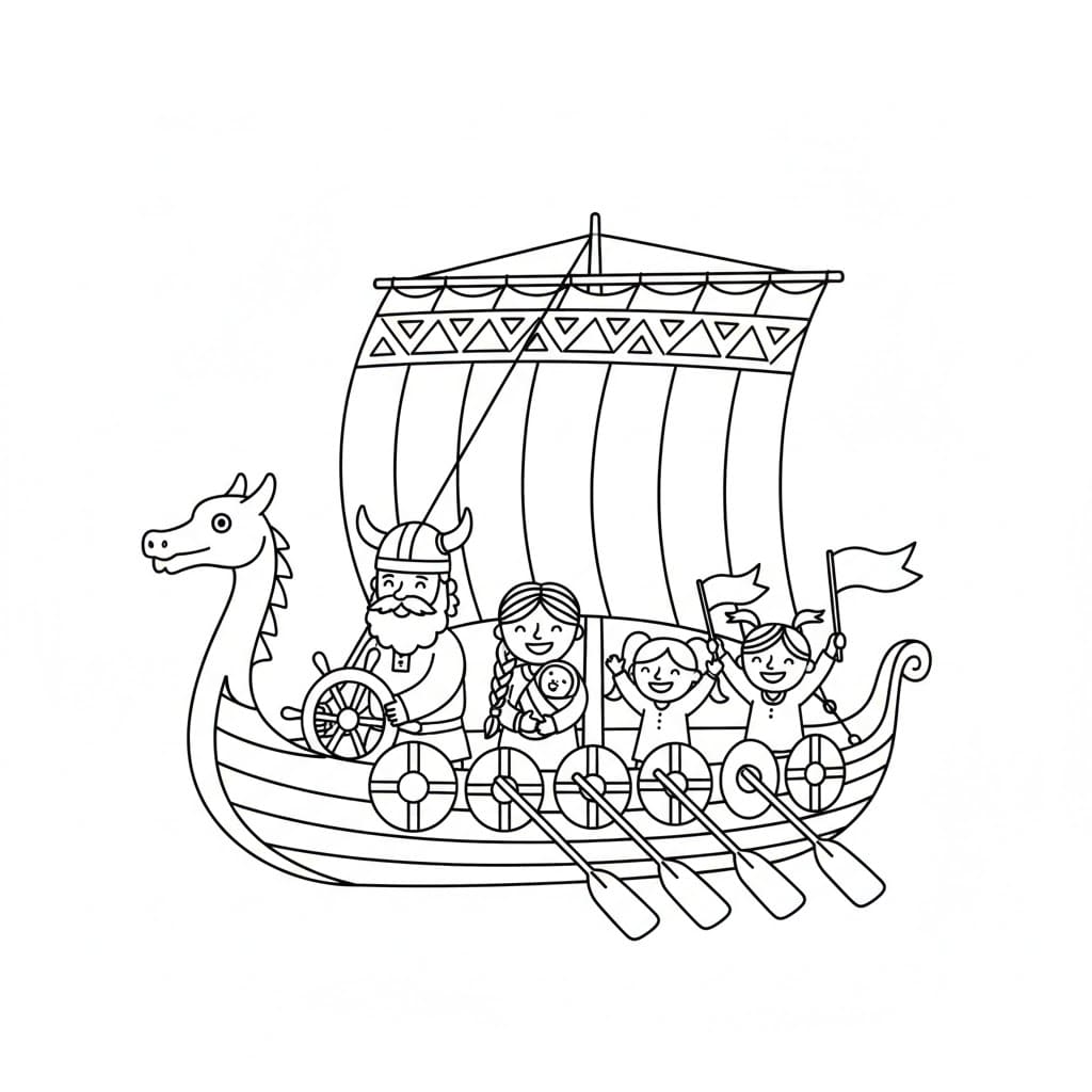 Vikingfamilieskip fargelegging