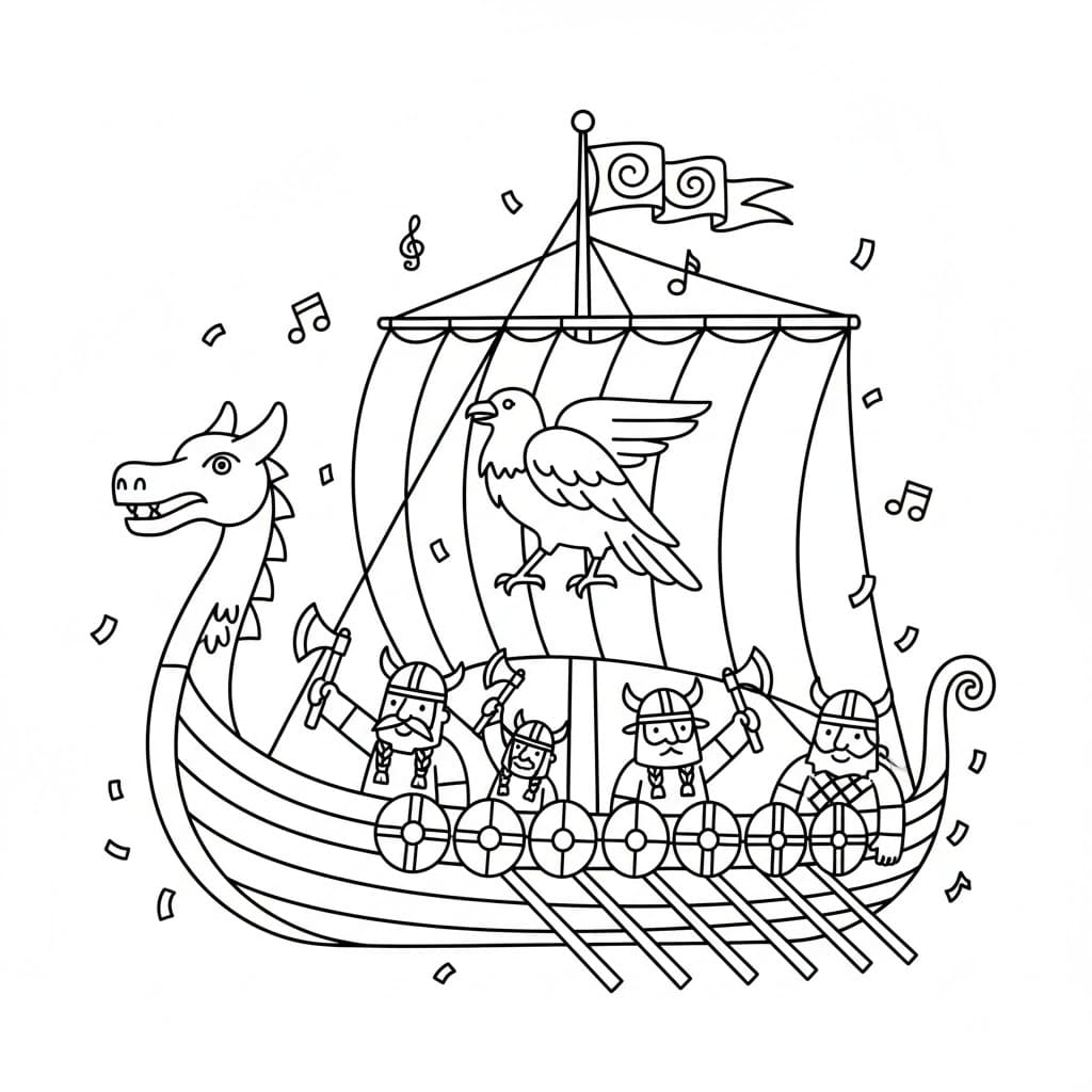 Vikingskip på festival fargelegging