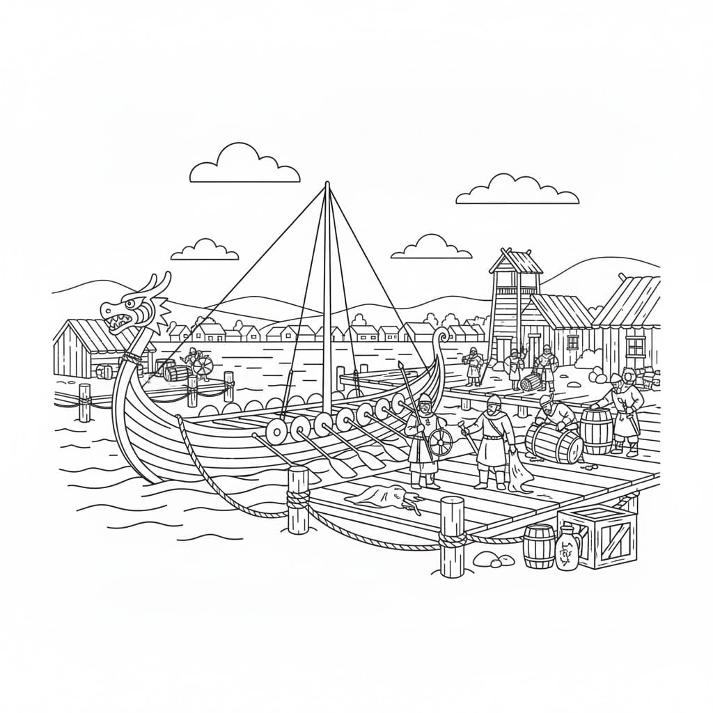 Vikingskipet er i havn fargelegging