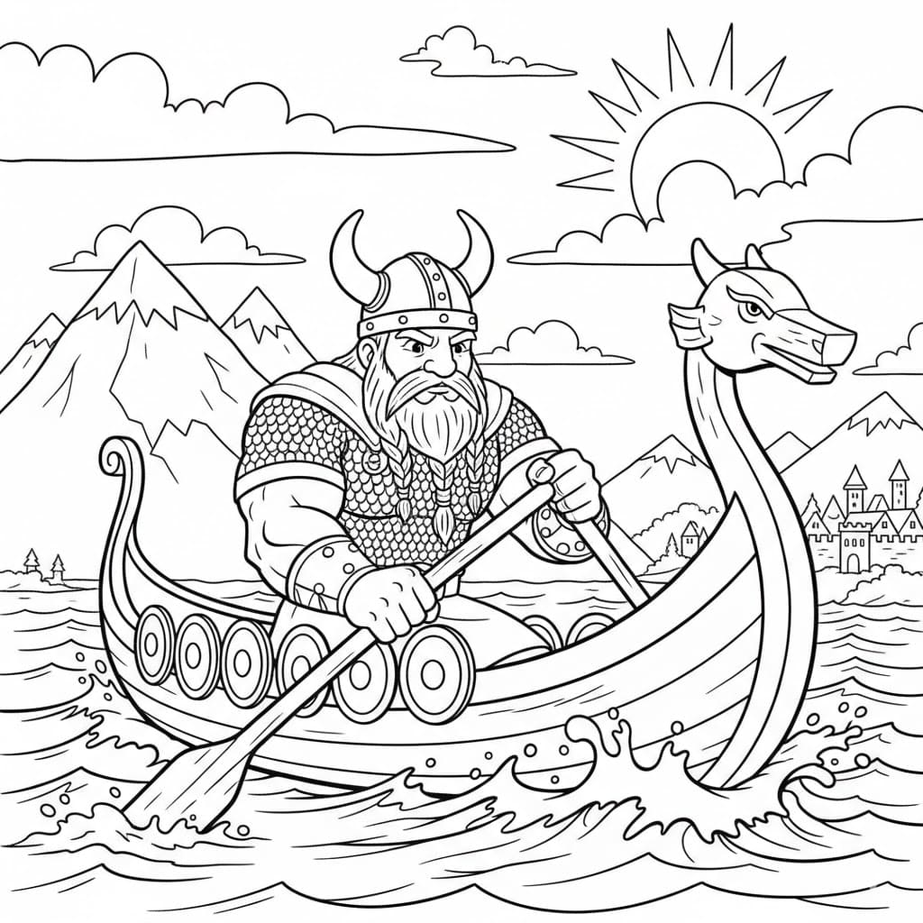 Vikingskipsryttere fargelegging