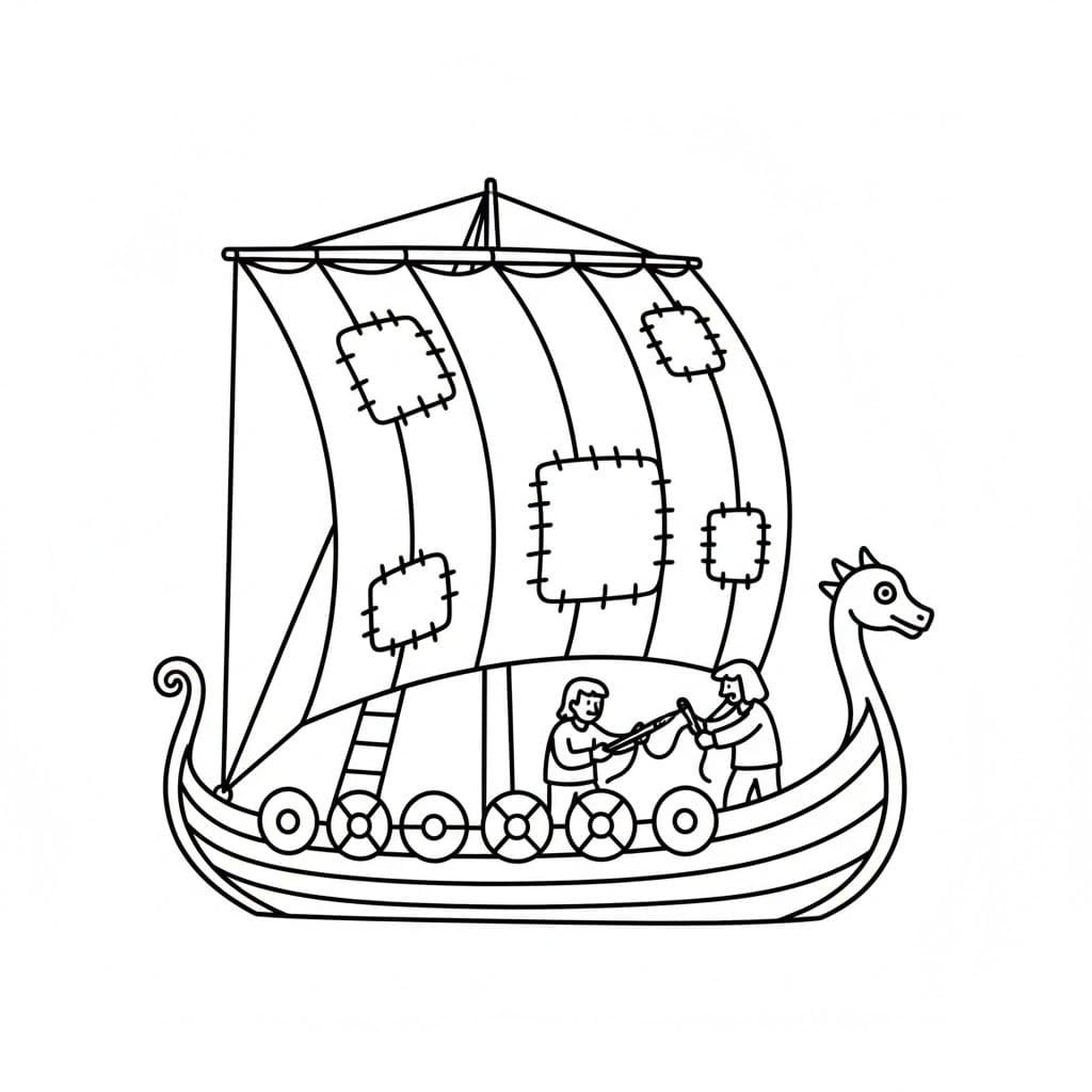 Vikingskipsseillapping fargelegging