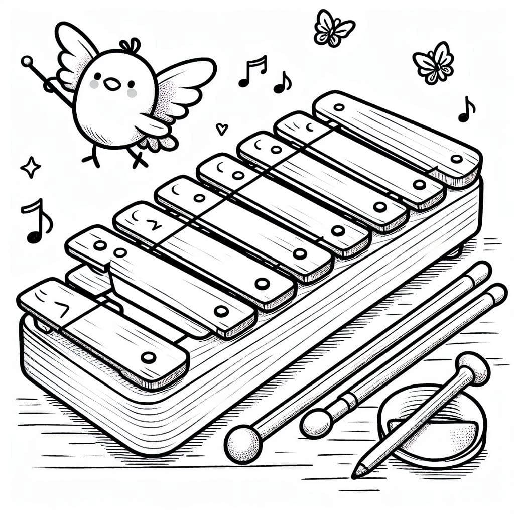 Xylofon og fugler fargelegging