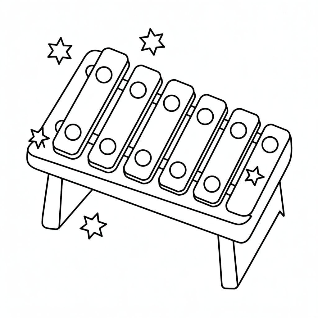 Xylofon og stjerner fargelegging
