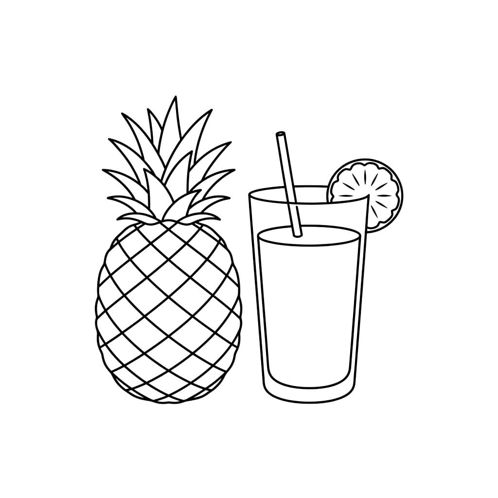 Ananas med juiceglass fargelegging