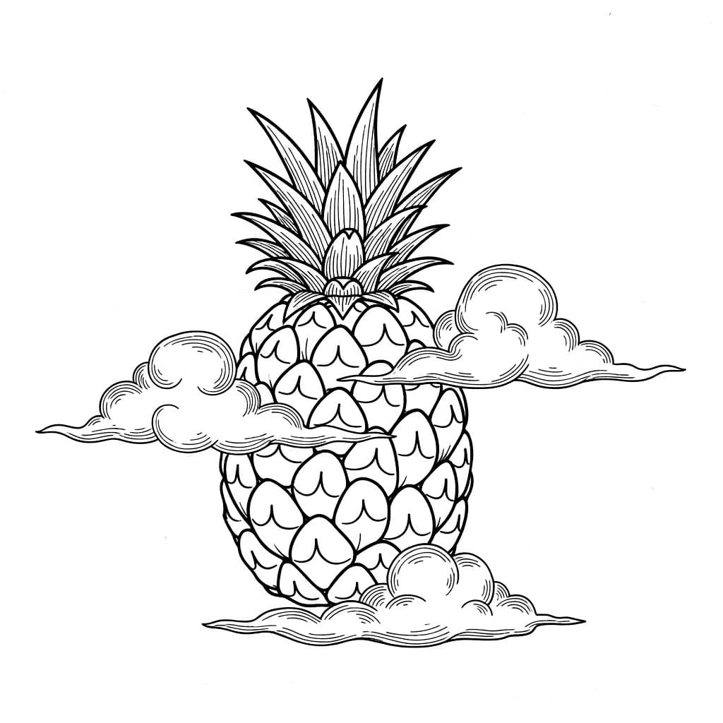 Ananas med skyer fargelegging