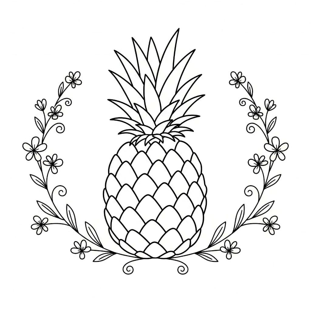 Ananas med små blomster fargelegging