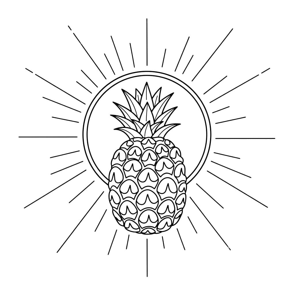 Ananas med solbakgrunn fargelegging