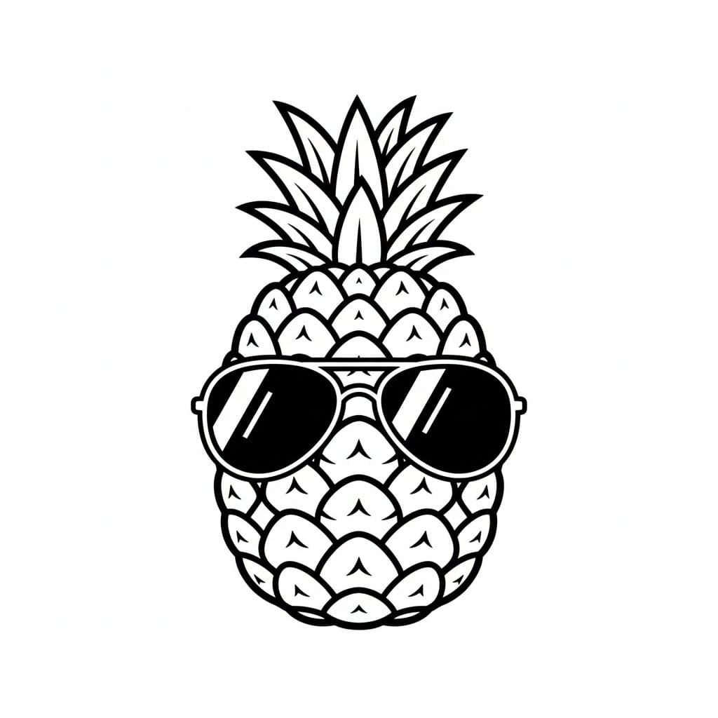 Ananas med solbriller fargelegging