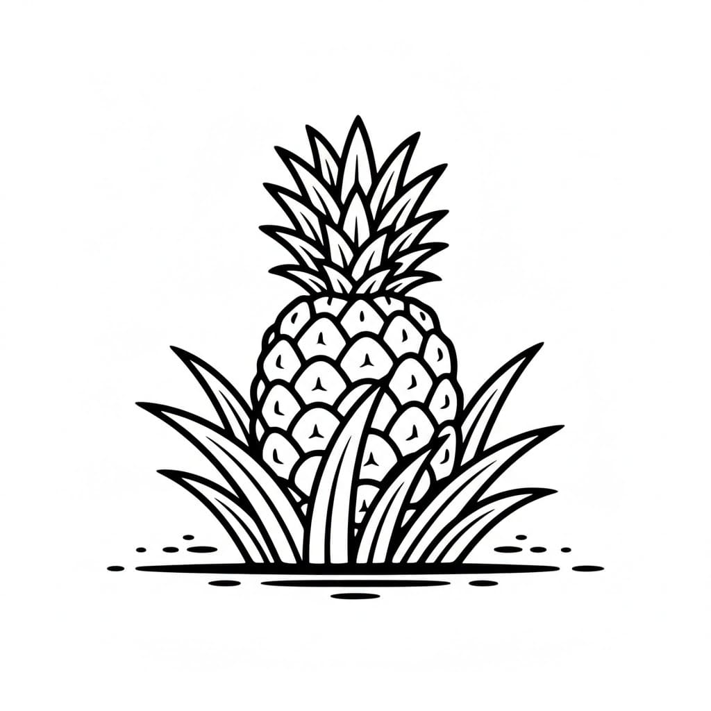 Ananas på gress fargelegging
