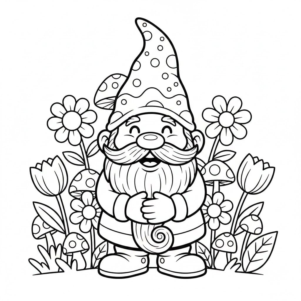 Blomsterhage Gnome fargelegging