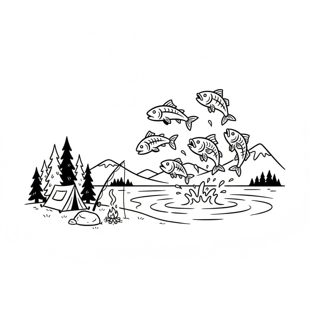 Campingfiskeplass fargelegging