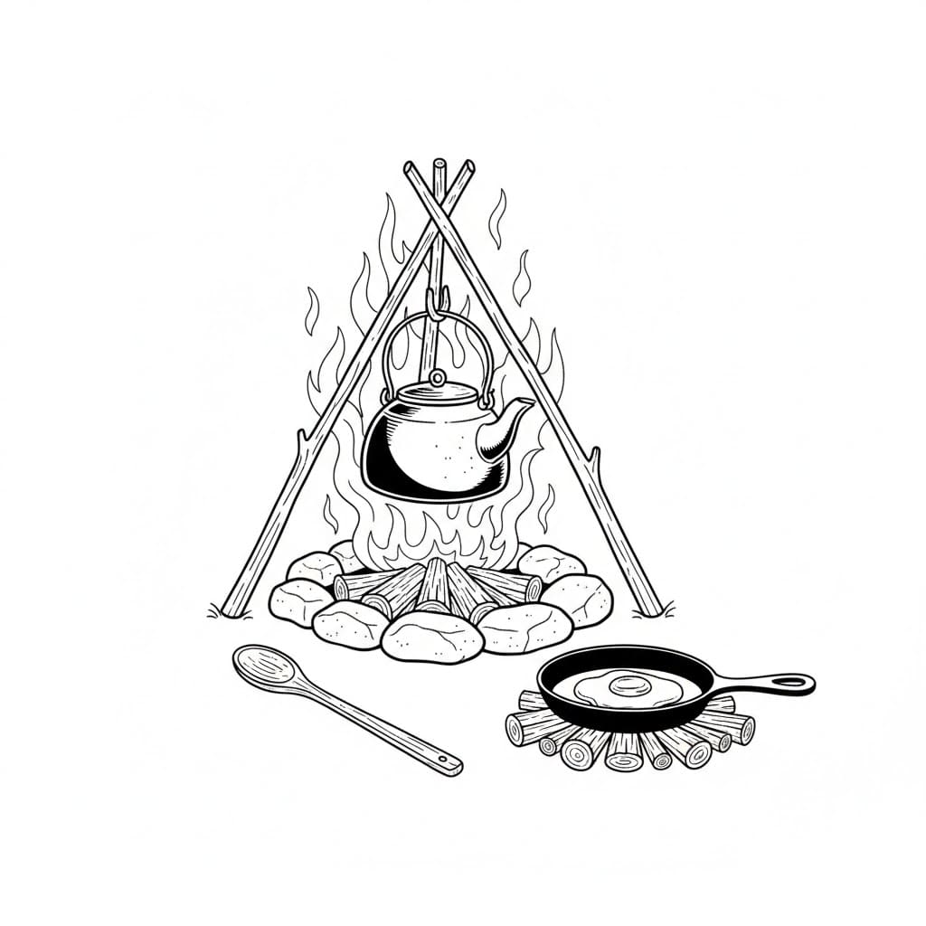 Campingkjele med peis fargelegging