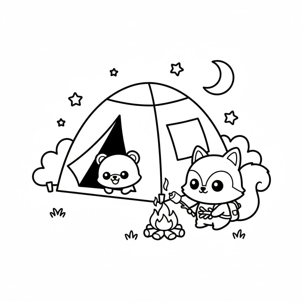 Chibi campingdag fargelegging