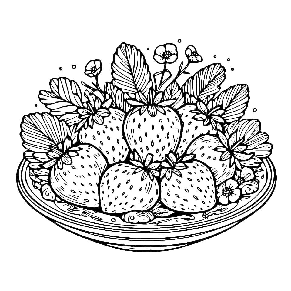 Deilig jordbærtallerken fargelegging