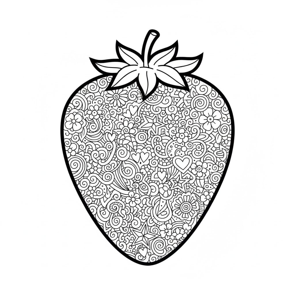 Doodle jordbær fargelegging