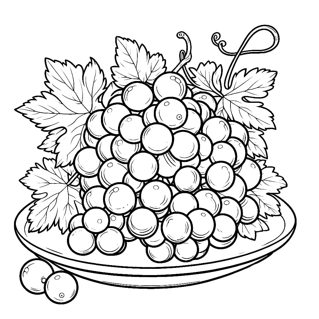 Druer på en tallerken fargelegging