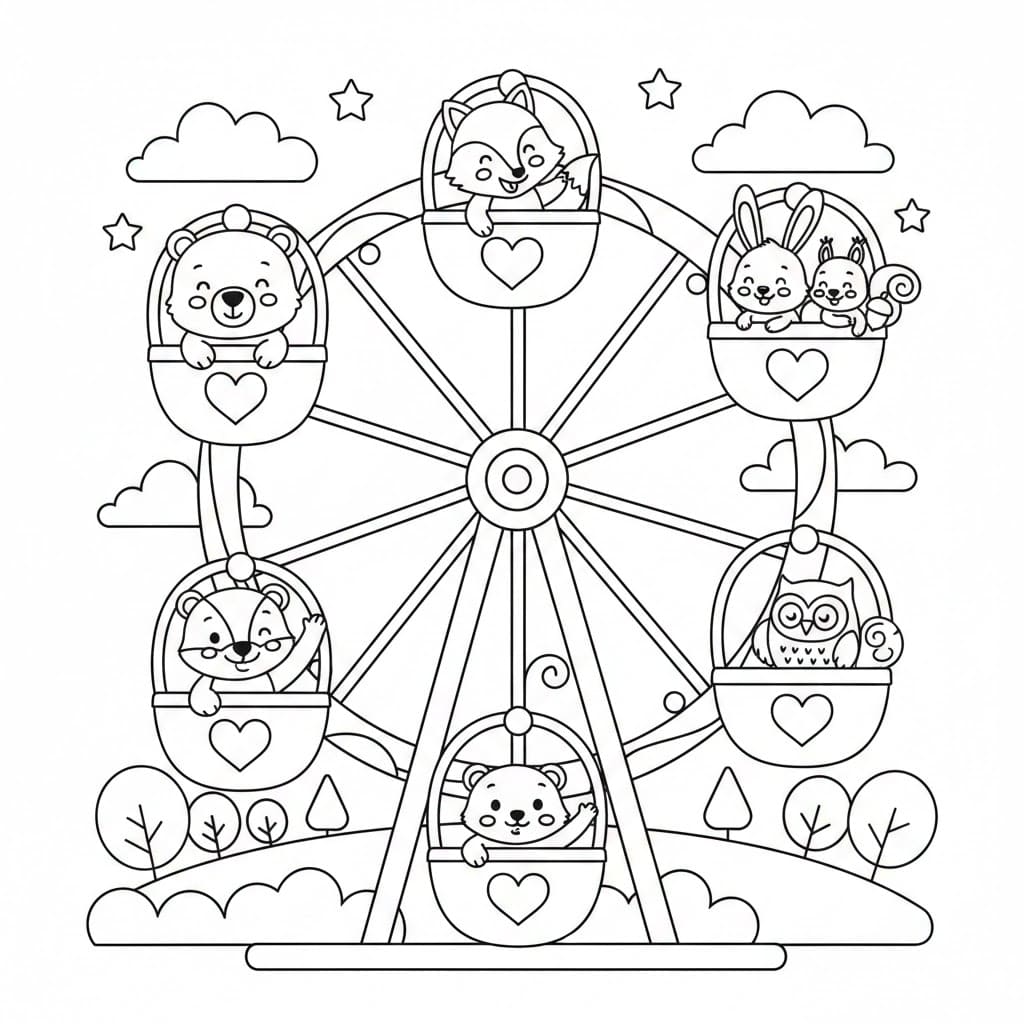 Dyretur i pariserhjulet fargelegging