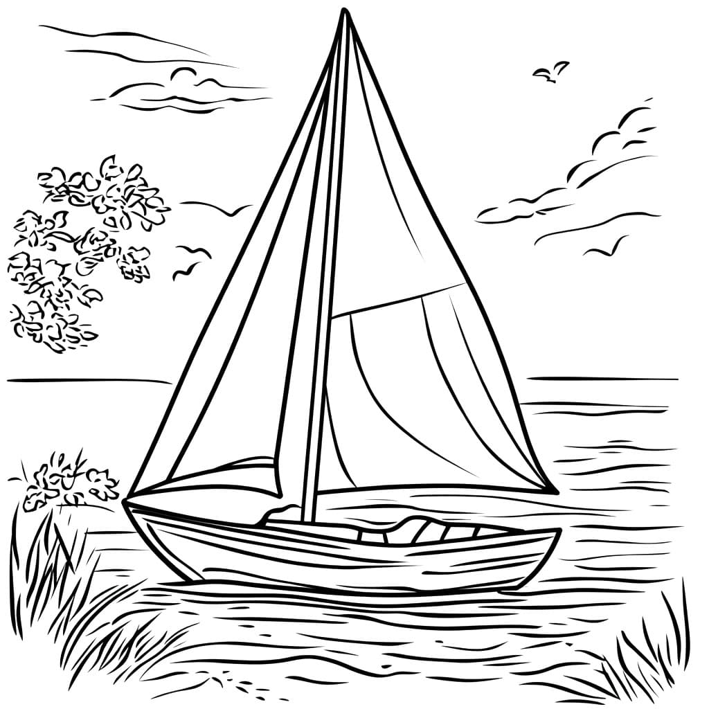 Enkel liten seilbåt fargelegging