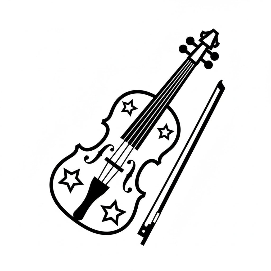 Fiolin og stjerner fargelegging