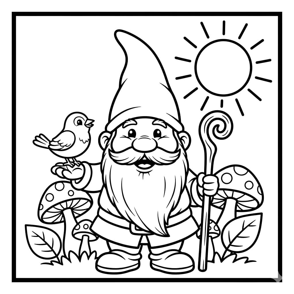 Fuglevenn Gnome fargelegging