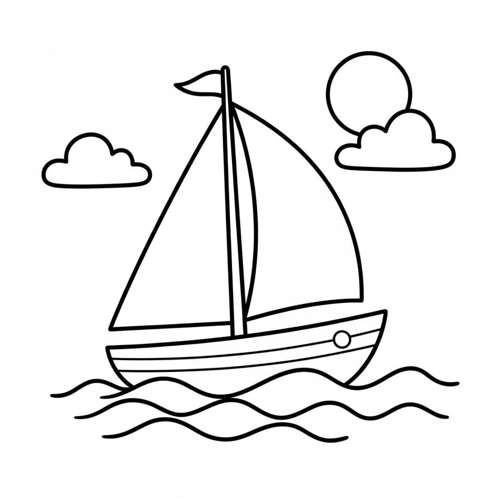 Gentle Seilbåt fargelegging