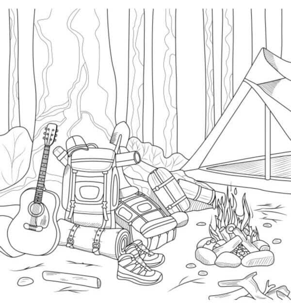 Gitar til camping fargelegging