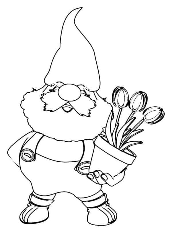 Gnome med blomsterpotte fargelegging