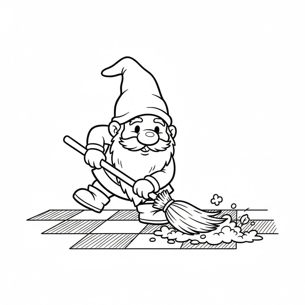 Gnome Rengjøring fargelegging