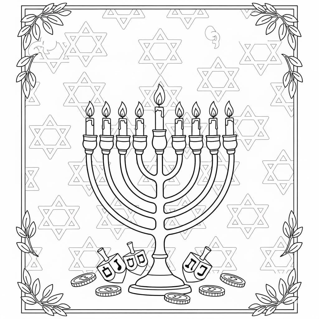 God Hanukkah bilde fargelegging