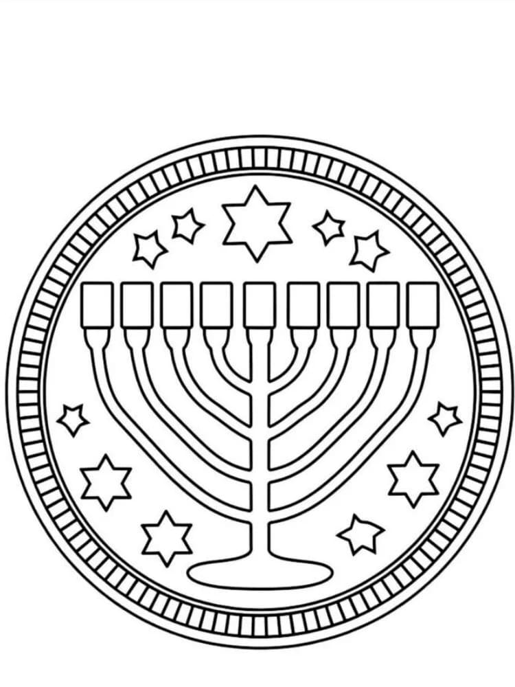 Gratis menorah på Hanukkah fargelegging