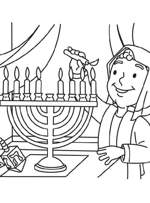 Gratis utskrivbar Hanukkah menorah fargelegging