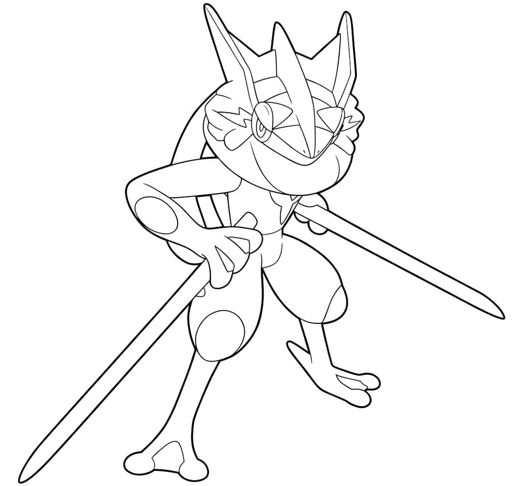 Greninja holder sverd fargelegging